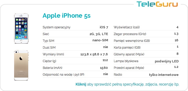 specyfikacja Apple iPhone 5s